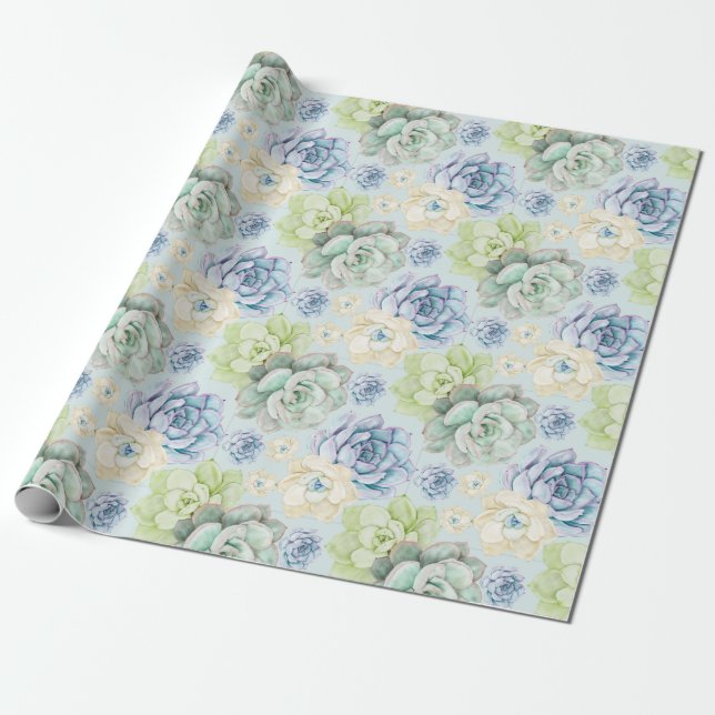 Succulent pattern Wrapping Paper (Unrolled)
