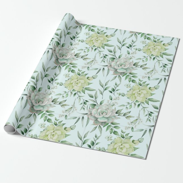 Succulent pattern Wrapping Paper (Unrolled)