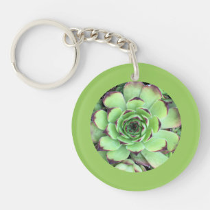 Succulent Photo Leaf Green Border Key Ring