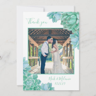 Succulent photo thank you + room for written note card