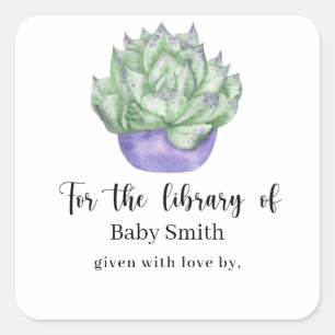 Succulent plant - Baby Shower Library Square Sticker