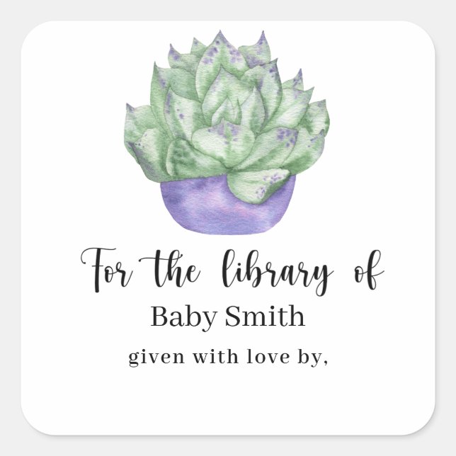 Succulent plant - Baby Shower Library Square Sticker (Front)