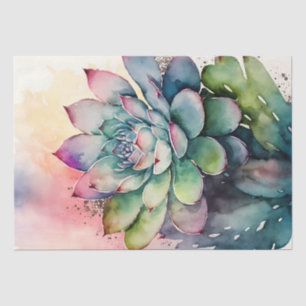 Succulent Plant Floral Decoupage Watercolor Tissue Paper