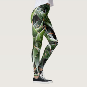 Succulent Plant Green Photo Leggings, M Leggings