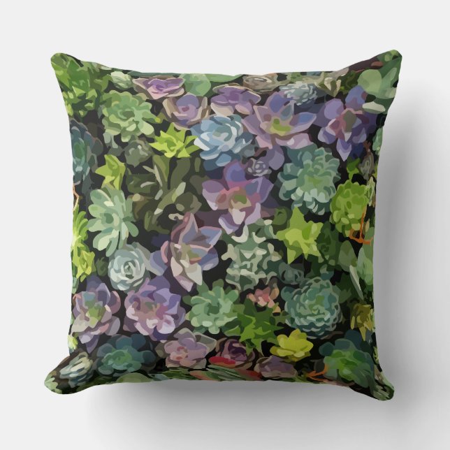 Succulent Plant Throw Pillow (Front)