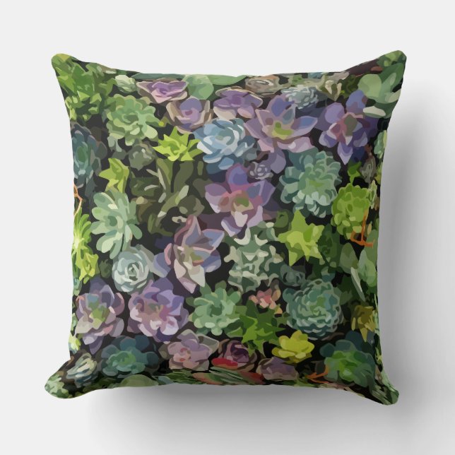Succulent Plant Throw Pillow (Front)