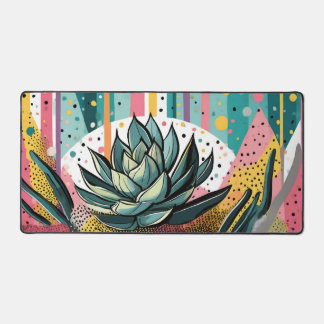 Succulent plant with colourful dots desk mat