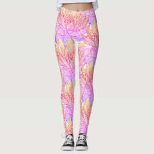 succulent plant yellow pink sunset leggings