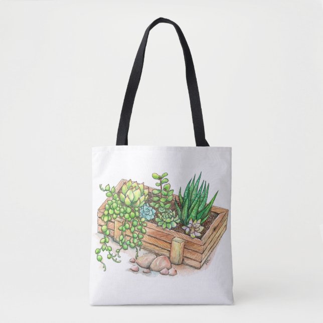 Succulent Planter Box Tote Bag (Front)