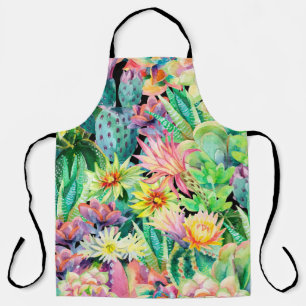 Succulent plants and cactus garden pattern apron