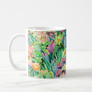 Succulent plants and cactus garden pattern coffee mug