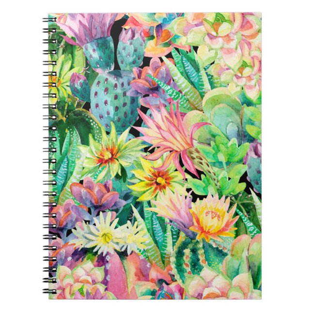 Succulent plants and cactus garden pattern notebook (Front)