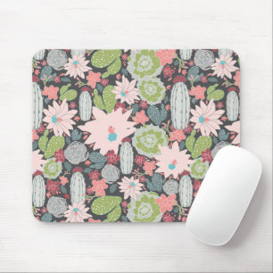 Succulent Plants And Cactus In Greens and Pinks Mouse Mat