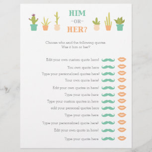 Succulent Plants him or her bridal shower game