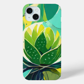 Succulent plants in green and yellow iPhone 15 mini case