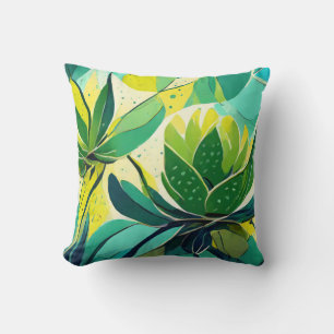 Succulent plants in green and yellow cushion