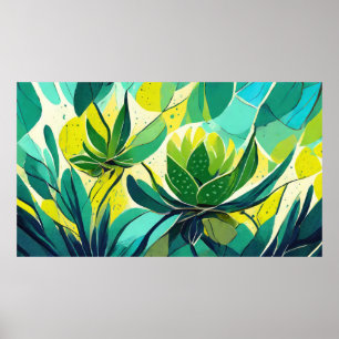 Succulent plants in green and yellow poster