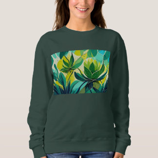 Succulent plants in green and yellow sweatshirt