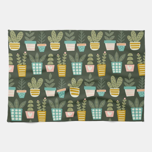 Succulent Plants Tea Towel (Horizontal)
