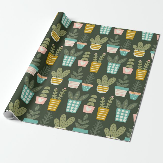Succulent Plants Wrapping Paper (Unrolled)