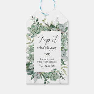 Succulent Pop it when She Pops Baby Shower Tag