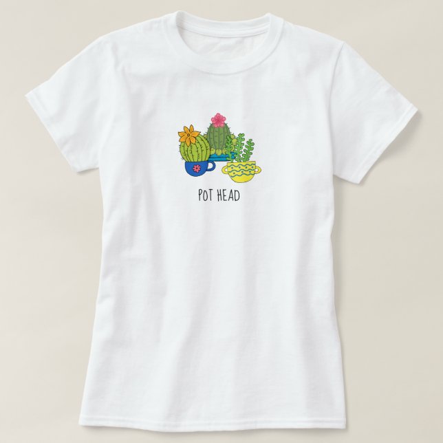 Succulent Pot Head T-Shirt (Design Front)