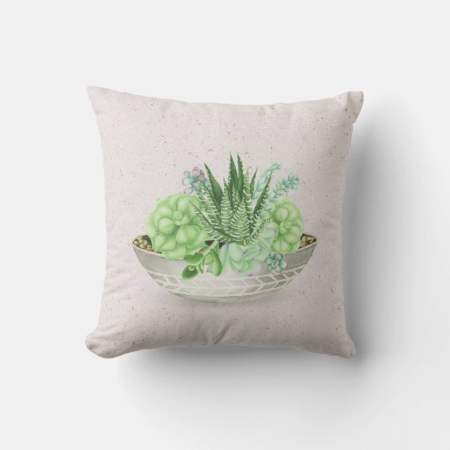 Succulent Potted Plant on Terrazzo  Cushion (Front)