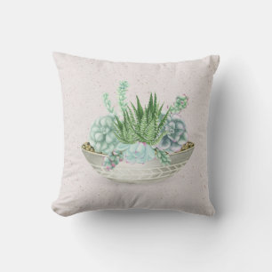 Succulent Potted Plant on Terrazzo    Throw Pillow
