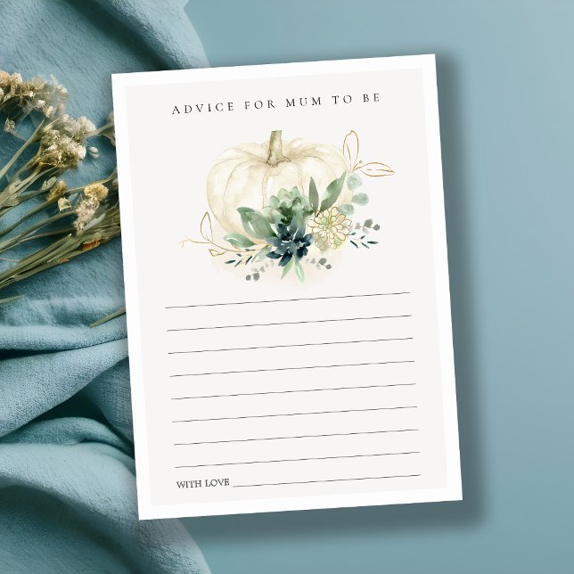 Succulent Pumpkin Advice Mum to be Baby Shower Enclosure Card (Creator Uploaded)