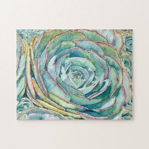 Succulent puzzle: Blue Rose Echeveria Jigsaw Puzzle