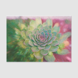 Succulent Rustic Green Pink Watercolor Decoupage Tissue Paper