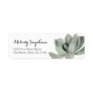 Succulent Sage Green Watercolor Return Address