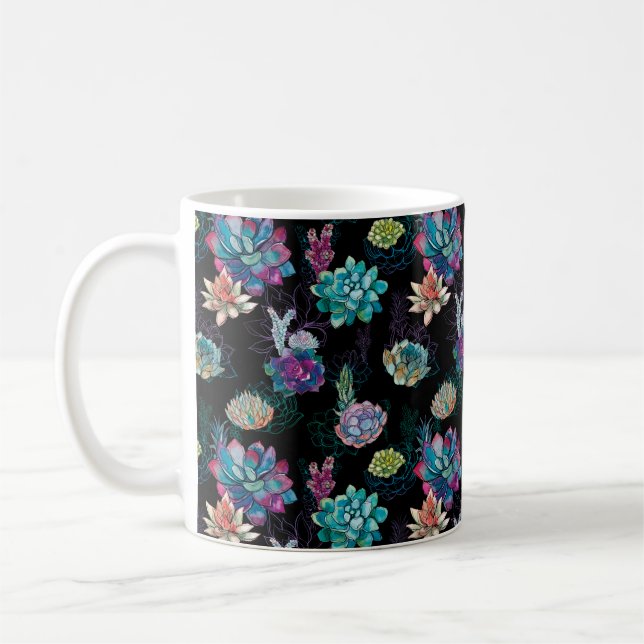 Succulent Seamless Pattern Coffee Mug (Left)