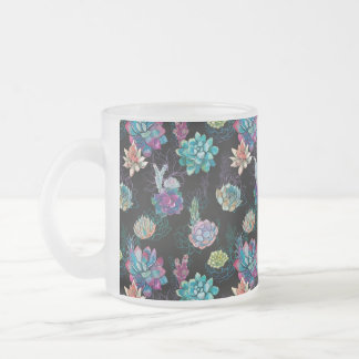 Succulent Seamless Pattern Frosted Glass Coffee Mug