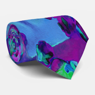 Succulent Sedum Flowers in Teal, Magenta and Blue Tie