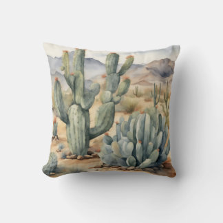 Succulent Sensation | Cactus Watercolor Decorative Cushion
