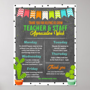 Succulent Teacher Appreciation Week Itinerary Poster