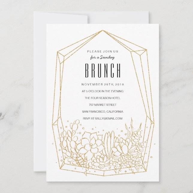 Succulent Terrarium Brunch / Party Invitation (Front)