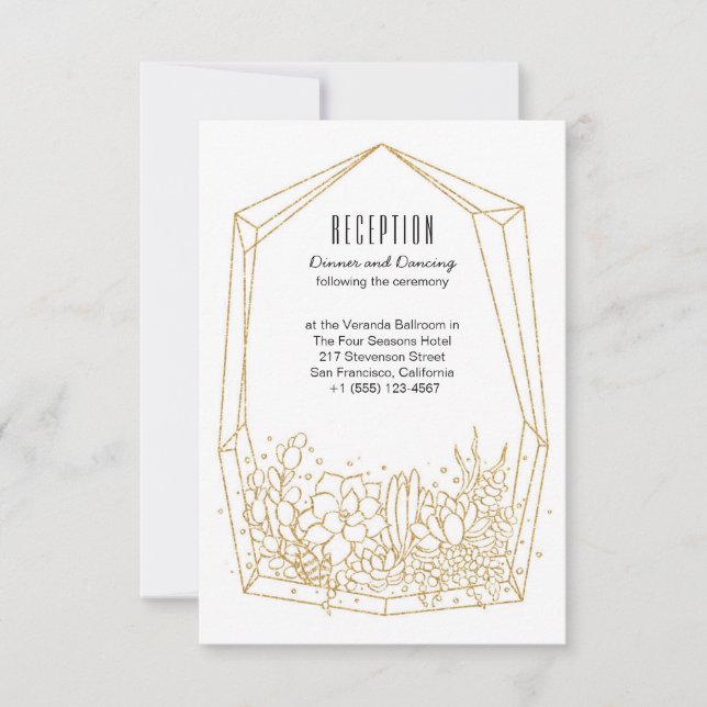Succulent Terrarium Wedding Reception Card (Front)