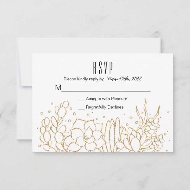 Succulent Terrarium Wedding RSVP Card (Front)