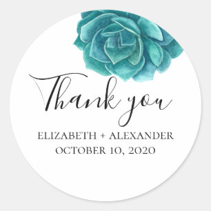 Succulent thank you. Blue cactus wedding. Cacti Classic Round Sticker