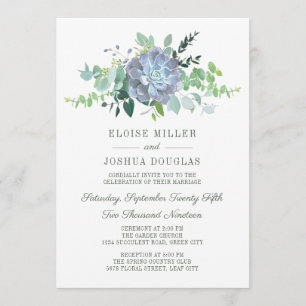 Succulent Theme Wedding Invitation