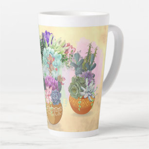 Succulent Trio Tall Latte Mug (Yellow)