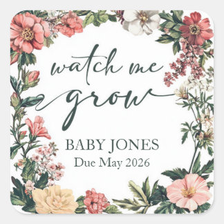 Succulent Watch Me Grow Baby Shower Favor Tag