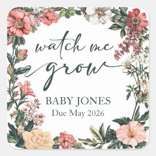 Succulent Watch Me Grow Baby Shower Favor Tag (Front)