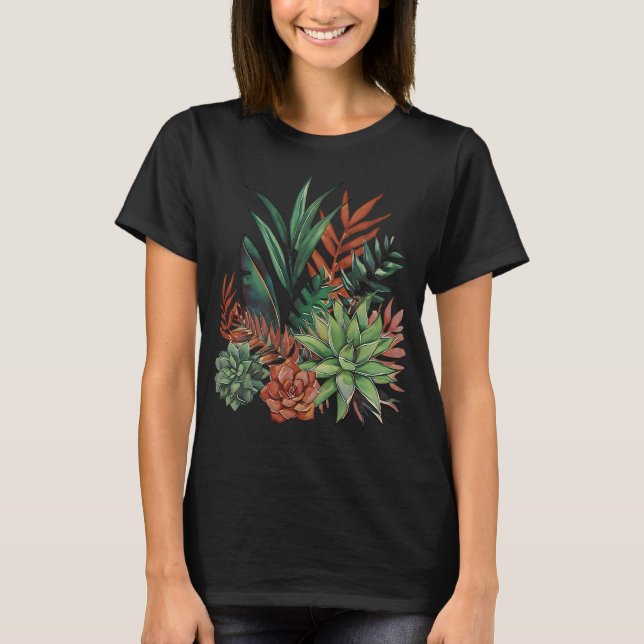Succulent Water Colour T-Shirt (Front)