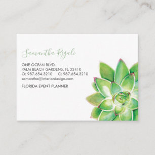 Succulent Watercolor Business Enclosure Card