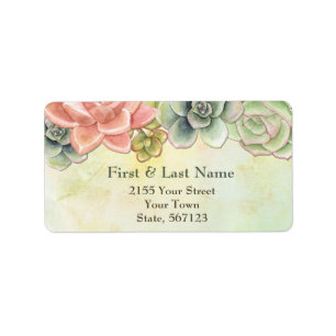 Succulent Watercolor Floral Address Label