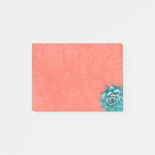 Succulent Watercolor on Orange Lace Post-it Notes