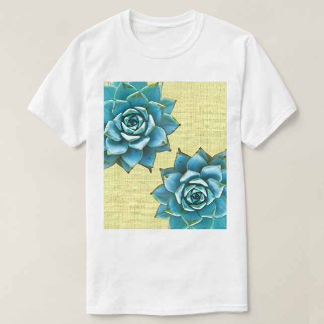 Succulent Watercolor on Yellow T-Shirt (Design Front)